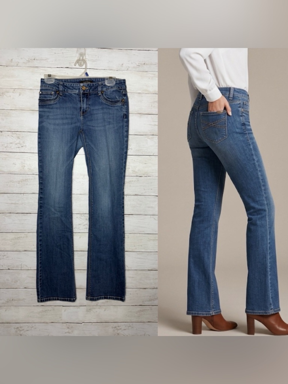 White House Black Market Boot Leg Bootcut Jeans Size 2 Regular Dark Wash